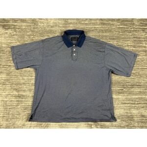Nicklaus Shirt Mens 2XL XXL Blue White Striped Golf Pique Polo Mercerized Cotton